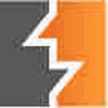 a black and orange lightning bolt icon on a white background