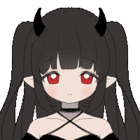 a drawing of a girl with horns on her head