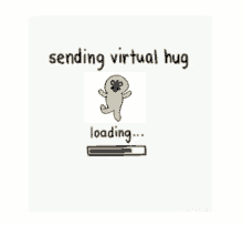 a picture of a cartoon character with the words " sending virtual hug loading "