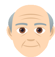 a cartoon illustration of an older man 's face with gray hair and brown eyes