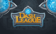 a logo for dash league with a blue sphere in the center