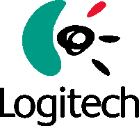 a logo for logitech has a green circle and black dots