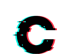 a black letter c with red and blue glitch effects