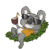 a cartoon koala wearing sunglasses and a yellow shirt