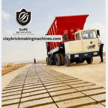 an ad for claybrickmakingmachines.com shows a dump truck on a dirt road