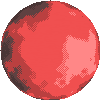 a pixel art drawing of a red sphere with a black border .