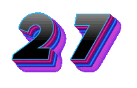 a 3d rendering of the number 27 with purple and blue lines