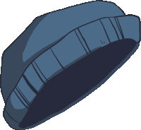 a cartoon drawing of a blue hat with stripes