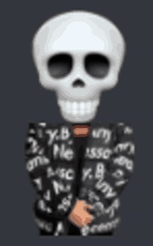 a cartoon skull wearing a supreme jacket and pants .