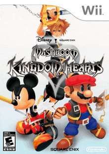 a wii game called kingdom hearts with mickey mouse and mario on it