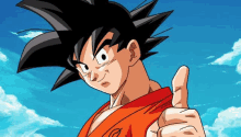 a cartoon character from dragon ball z is giving a thumbs up .