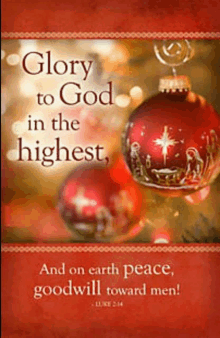 a christmas card with the words glory to god in the highest