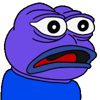 a purple cartoon frog with big eyes and a blue shirt