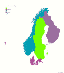 a map of scandinavia shows sweden denmark norway and finland