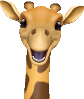 a cartoon giraffe with its mouth open and its tongue sticking out