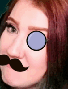 a woman with a fake mustache and glasses