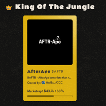 a king of the jungle card with a black background