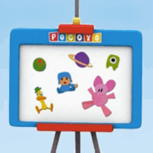 a pocoyo drawing board on an easel