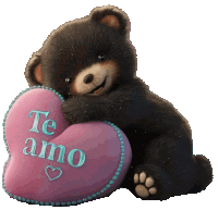 a teddy bear holding a pink heart that says te amo on it