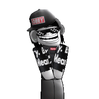 a cartoon character is wearing a hat that says obey