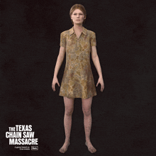 a texas chainsaw massacre poster with a woman in a dress