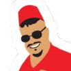 a man wearing a red hat and sunglasses is smiling and wearing a red shirt .