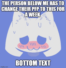 the person below me has to change their pfp for a week bottom text