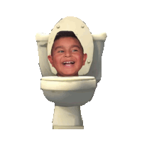 a young boy is sitting in a toilet with his head sticking out