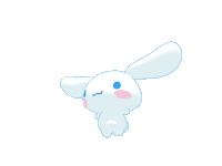 a drawing of a blue bunny with a pink nose