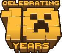 a logo for celebrating 15 years with a creeper on it