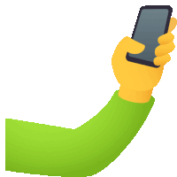 a hand with a green arm is holding a smart phone