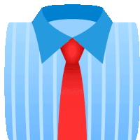 a blue striped shirt has a red tie on it