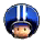 a blue mushroom with a white stripe on it is a pixel art icon .