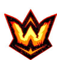 a black and orange logo with a letter w on it