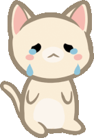 a cartoon cat is crying with a tear coming out of its eye