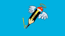 a drawing of a pencil with wings and the word bons festes