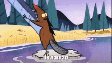 a cartoon of a beaver with deviantart written on the bottom right