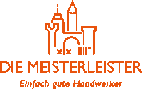 a logo for die meisterleister shows a castle and says einfach gute handwerker