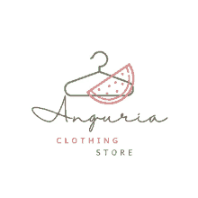 a logo for an anguria clothing store with a hanger and a slice of watermelon