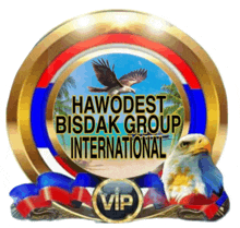 a logo for hawodest bisdak group international with an eagle in the center