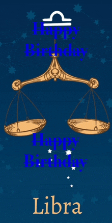 a birthday card for libra with a scale and the words happy birthday