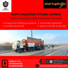 an advertisement for snpc machines private limited