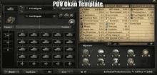 a screenshot of a video game with the words pov okan template at the top