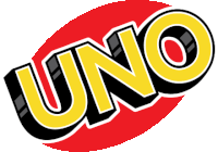 a yellow and black uno logo with a red circle around it