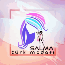 a logo for salma turk modasi with a woman 's face and hair