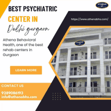 an advertisement for the athena behavioral health center in gurgaon