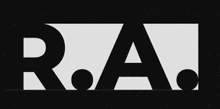 a black and white logo that says r.a. on a black background