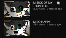 a cartoon of a cat says im sick of my stupid life