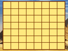 a grid of squares in front of a desert pyramid