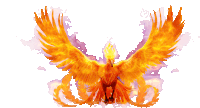 a phoenix with flames coming out of its head